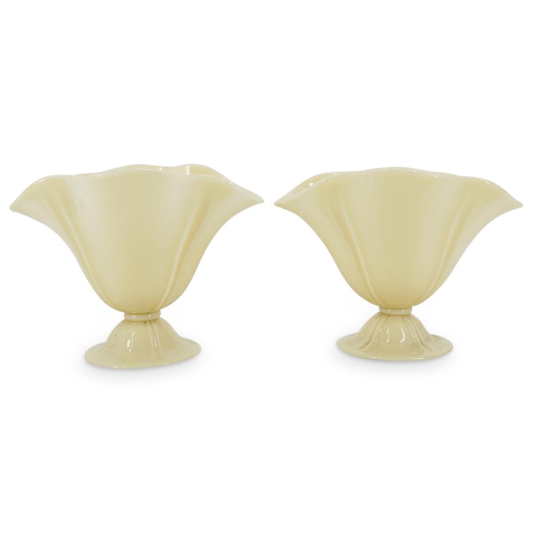 Pair of Steuben "7307" Ivory Glass Footed Bowls (1 of 7)