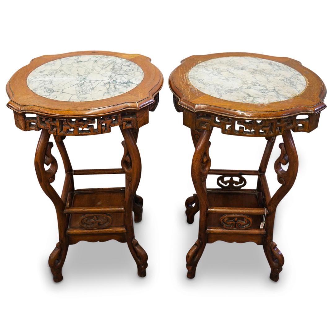 Pair of Antique Chinese Carved Pedestal Tables (1 of 8)