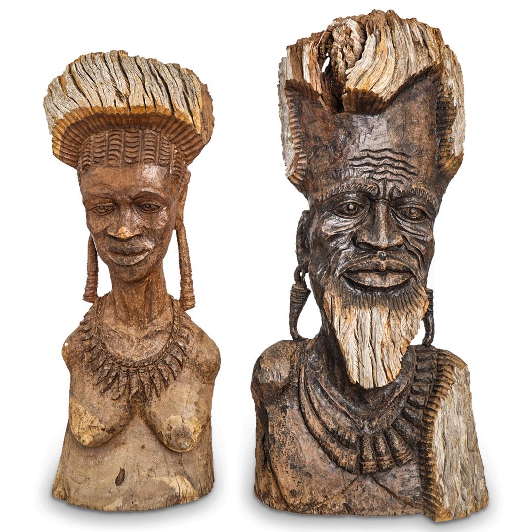 Pair Of Large African Carved Hardwood Figural Sculptures (1 of 20)