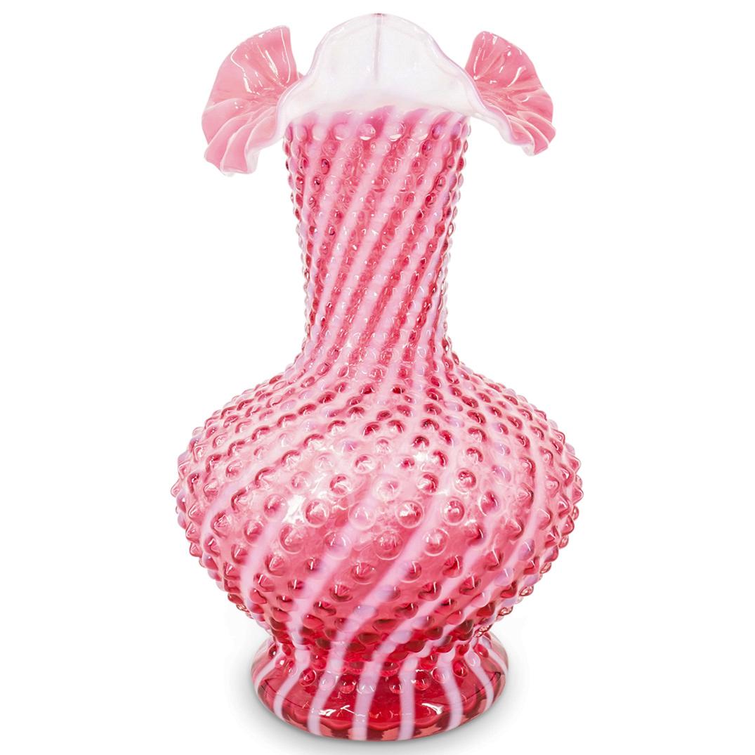 Fenton Fenton Pink Opalescent Hobnail Glass Vase: DESCRIPTION: Fenton pink opalescent glass vase with hobnail design. Marked: "Fenton" CIRCA: 20th Century ORIGIN: USA DIMENSIONS: H: 10.5" x D: 6.5" Have a similar item to sell? Contact: Info@Akibaanti