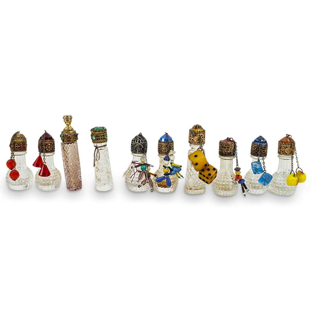 (10 Pc) 1920's Antique Czech Irice Miniature Glass Perfume Bottles (1 of 10)