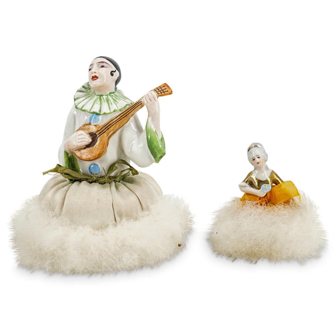 (2 Pc) 1920's Art Deco Feather Vanity Dresser Powder Puffs (1 of 5)