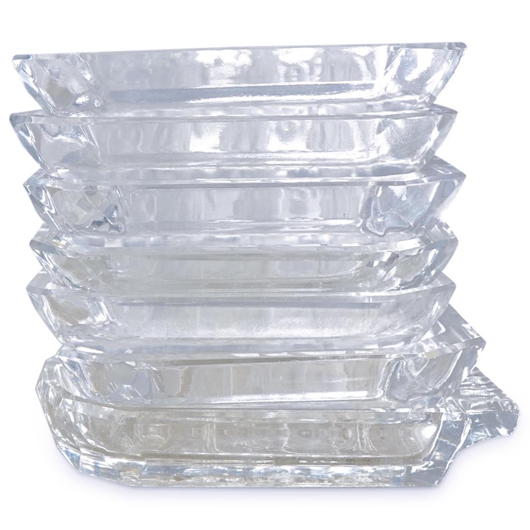 (7 Pc) Czech Curt Schlevogt Intaglio Glass Ashtrays (1 of 2)