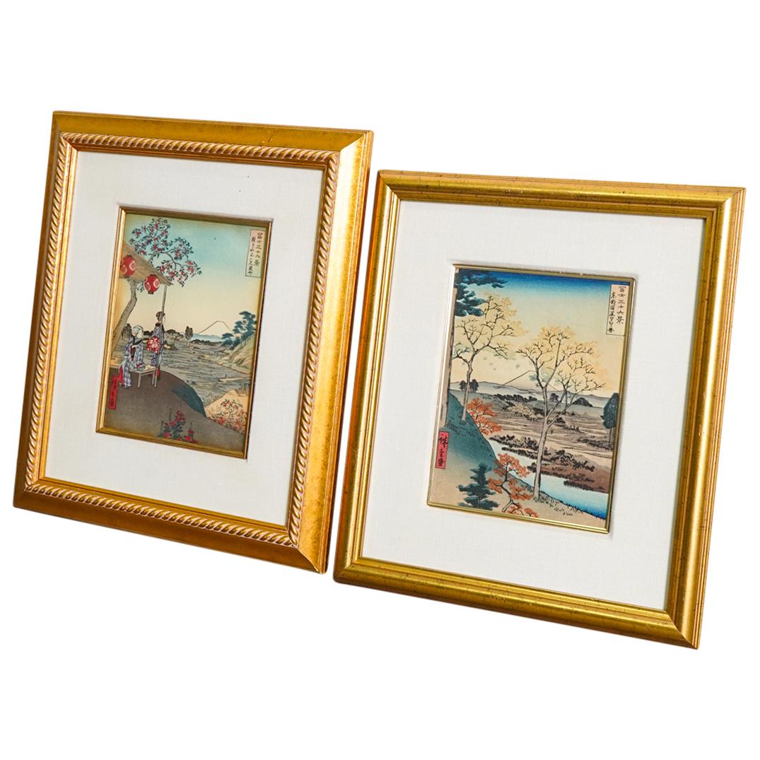 (2Pc) Antique After Utagawa Hiroshige "36 Views of Mt. Fuji" Woodblock Prints (1 of 11)