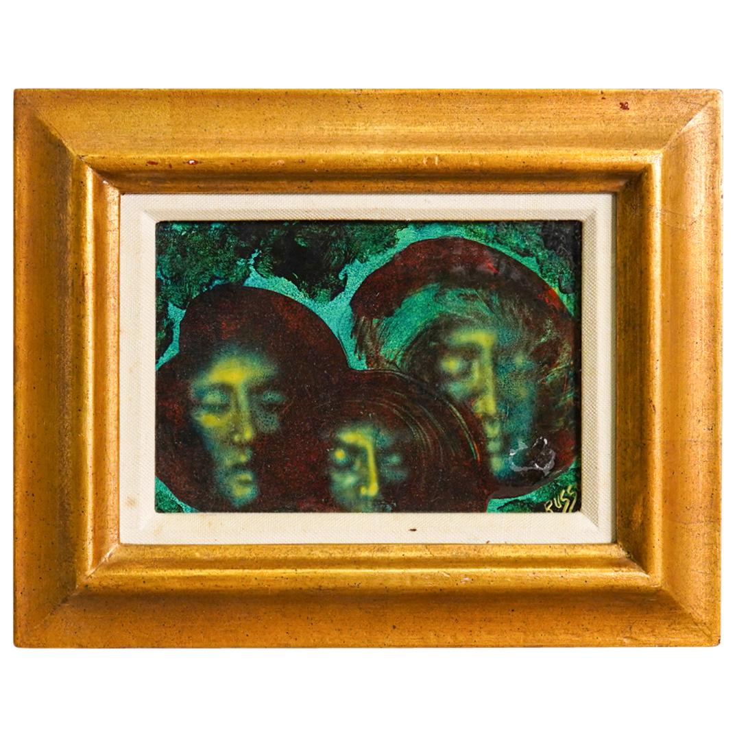 Lester Russon (1925-1988) Mixed Media Painting on Masonite (1 of 3)