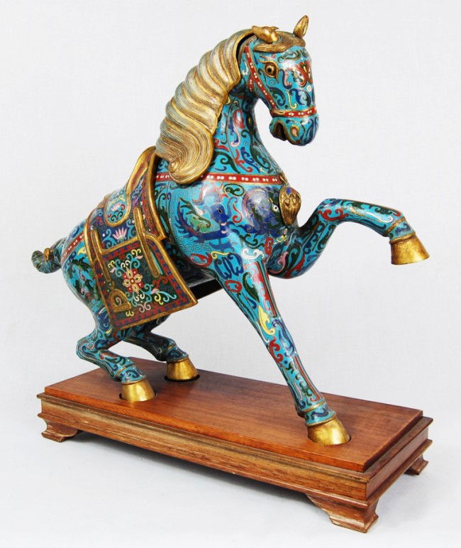 20 Chinese cloisonne horse. 19th ct Lot 20