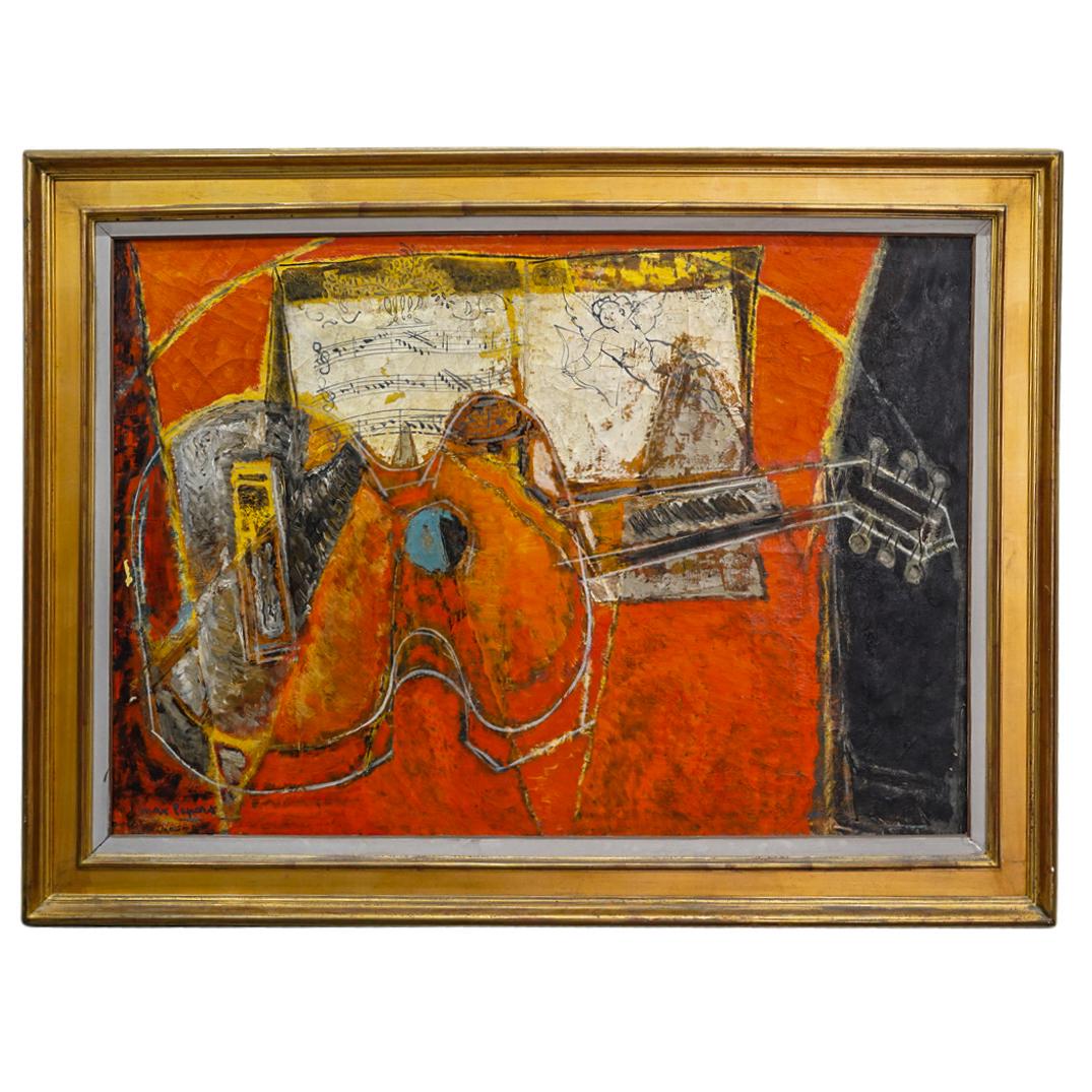 Max Papart (French, 1911-1994) Oil on Canvas "Chanson d' Aphrodite" Painting (1 of 12)