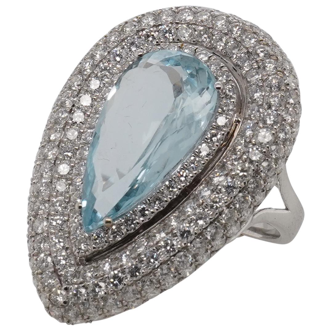18k Gold, Aquamarine and Diamond Ring (1 of 3)