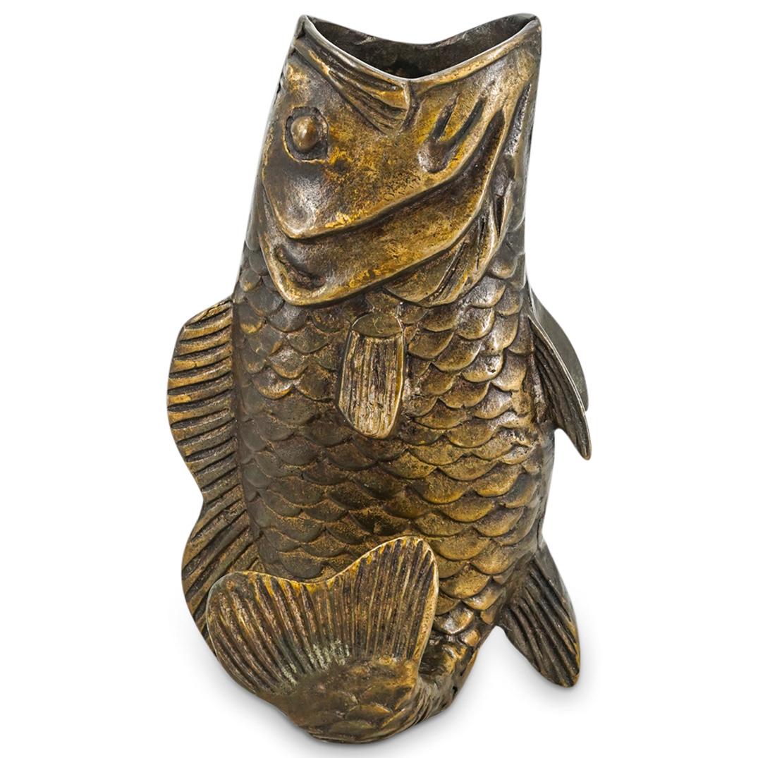 Antique Japanese Brass Fish Vase Sculpture (1 of 7)