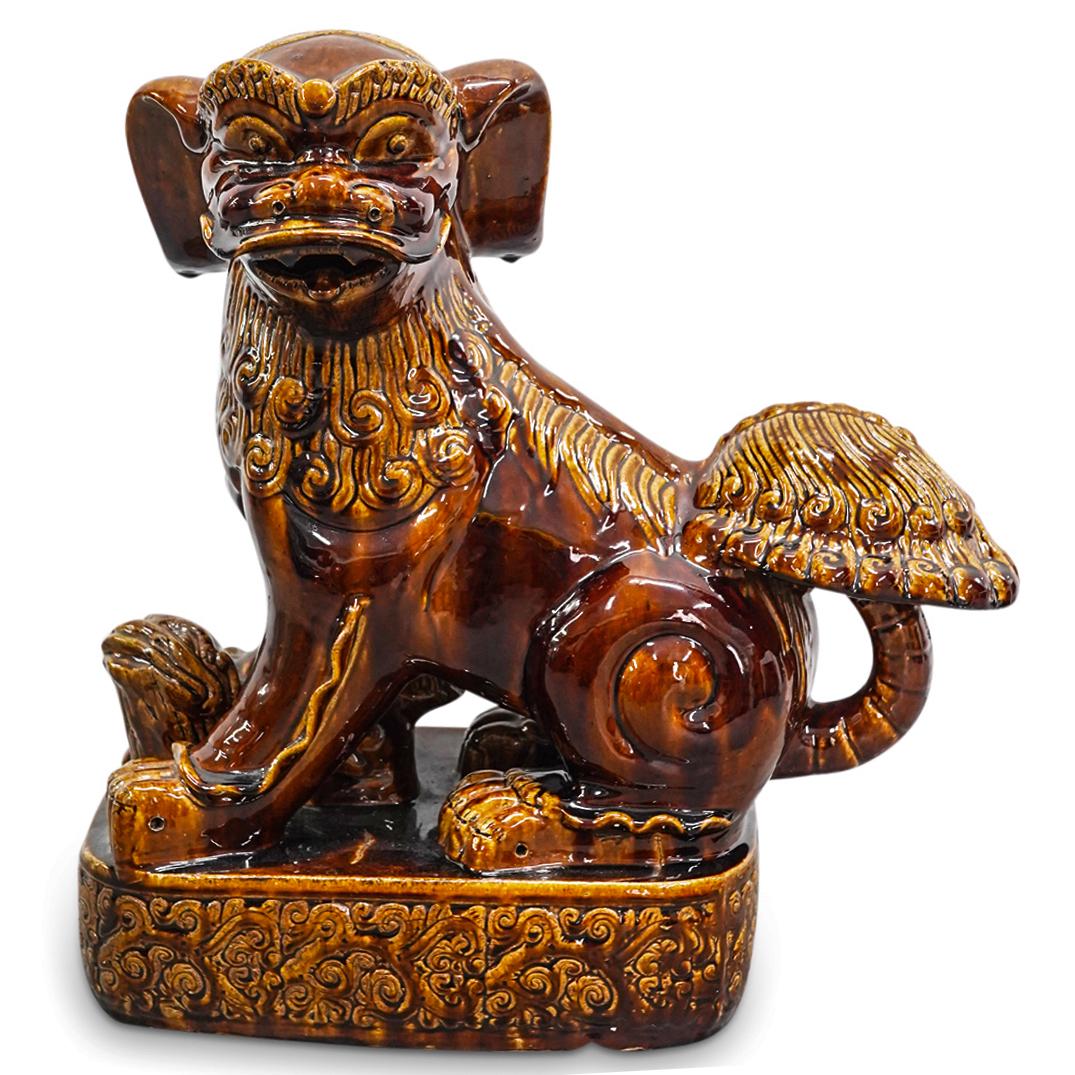 Antique Chinoiserie Majolica Glazed Terracotta Foo Dog (1 of 10)