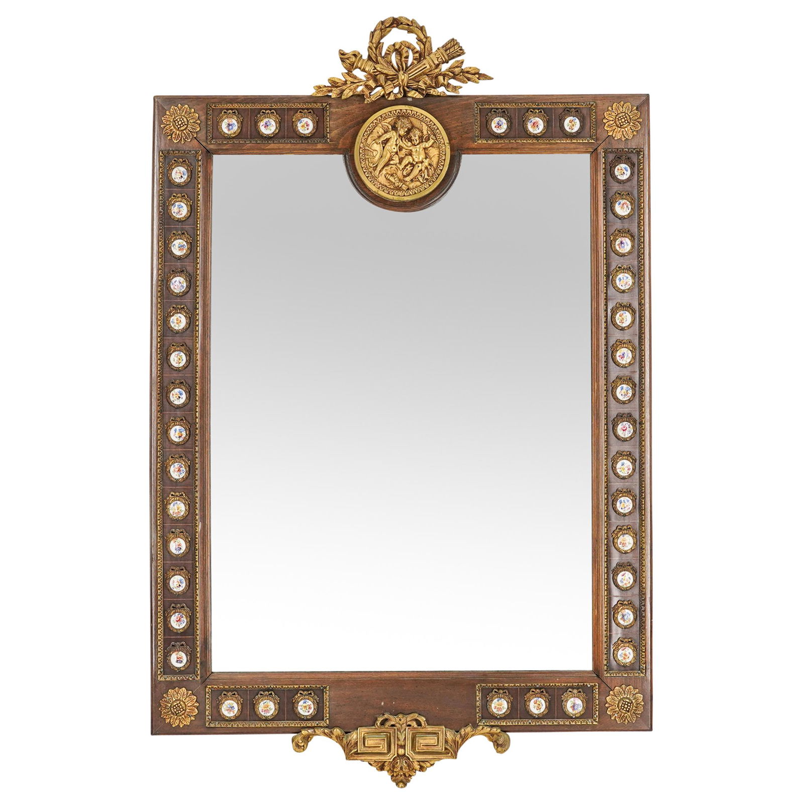 French Empire Style Bronze and Porcelain Mirror (1 of 7)