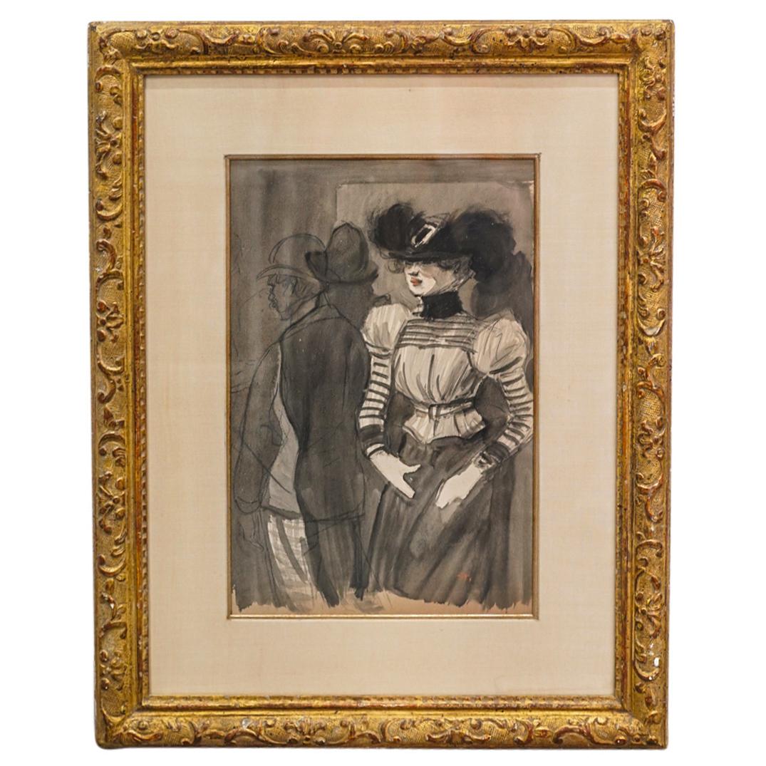 Theophile Alexandre Steinlen (1859-1923) Ink Wash on Paper Painting (1 of 9)