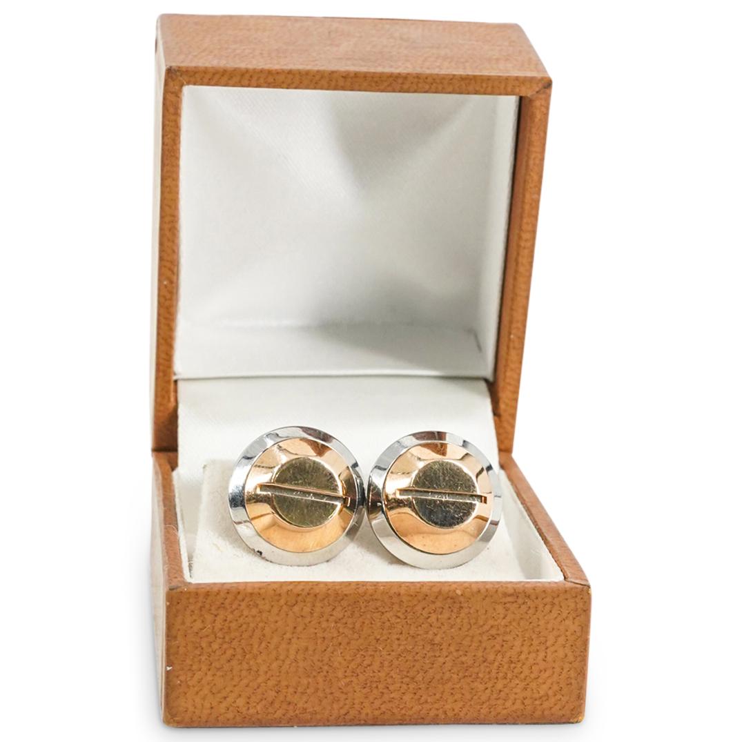 Alfred Dunhill 18k Gold & Steel Cufflinks in Box (1 of 3)