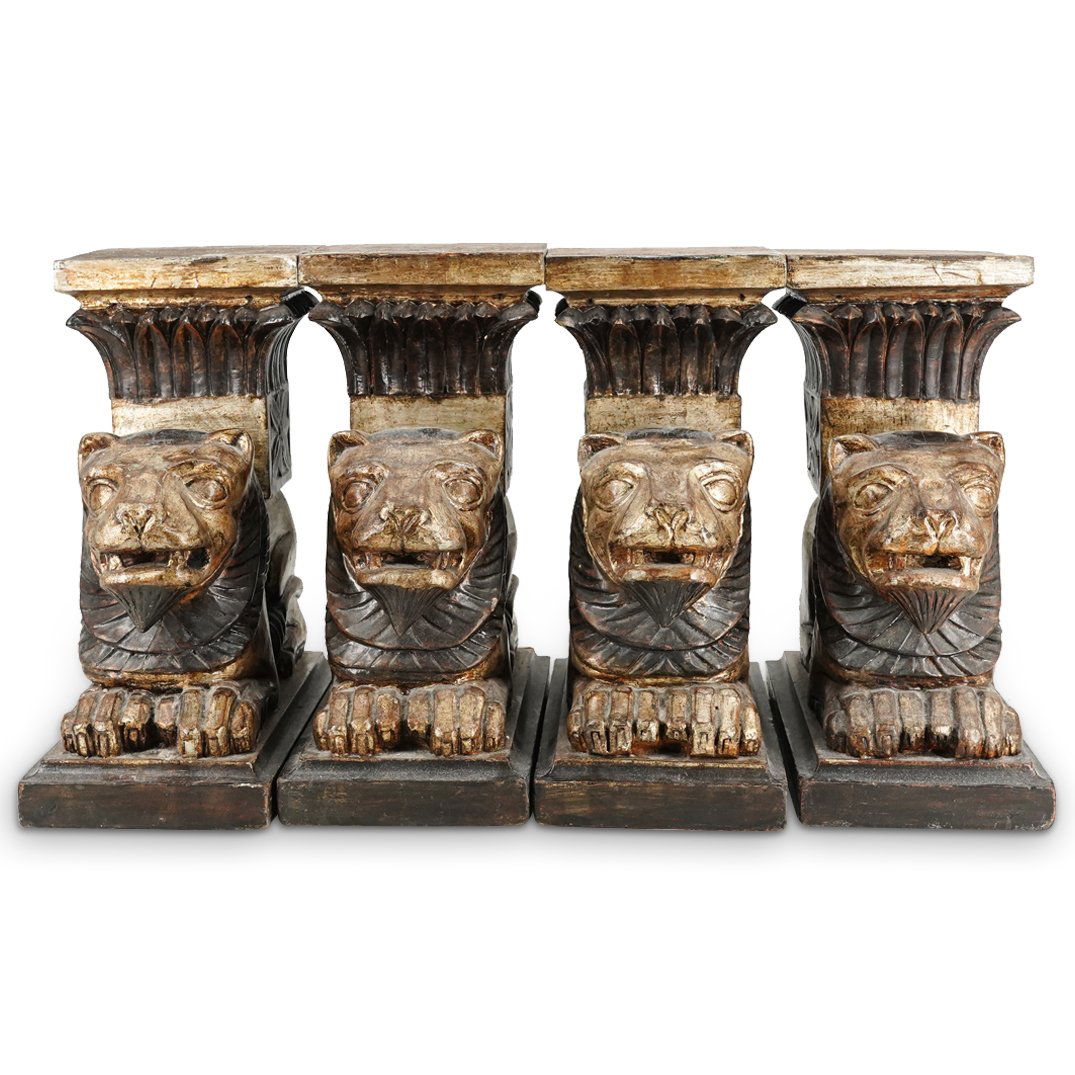 (4Pc) Wood Carved Lion Bracket or Corbels (1 of 9)
