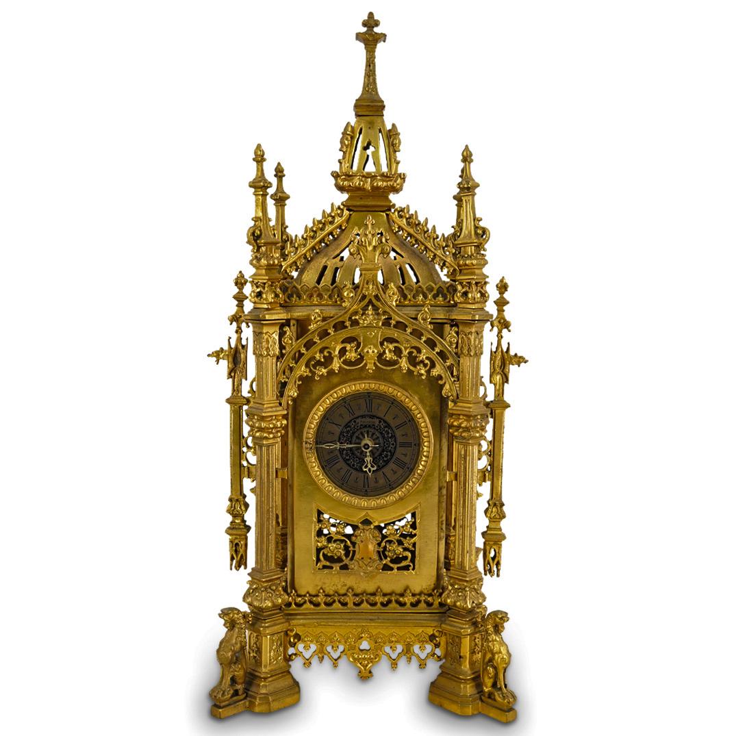 Antique French Mercede Electronic Gilt Bronze Mantel Clock (1 of 13)