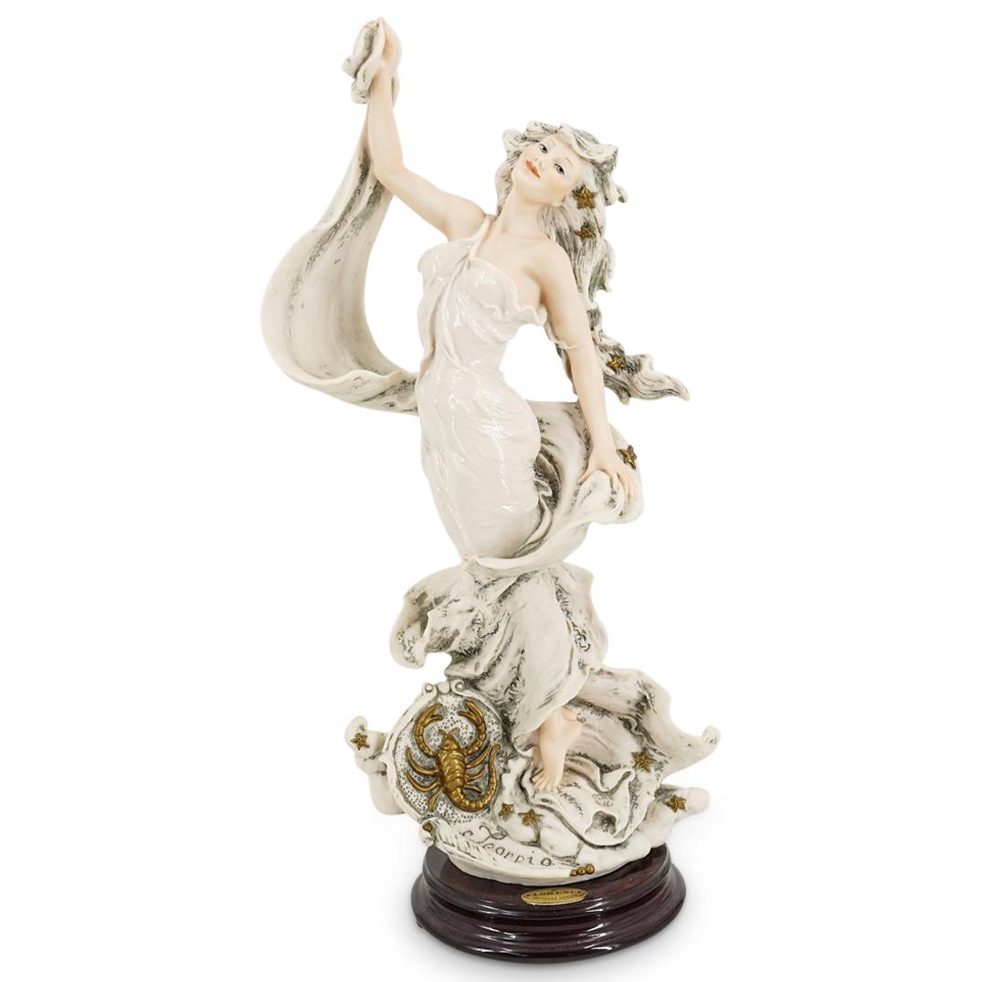 G. Armani "Scorpio" Capodimonte Porcelain Figurine: DESCRIPTION: A Giuseppe Armani Capodimonte porcelain figurine. Model "Scorpio". With wooden base. Marked with the Capodimonte and Giuseppe Armani signature hallmarks. SERIAL #:873F MAKER: Capodimonte 
