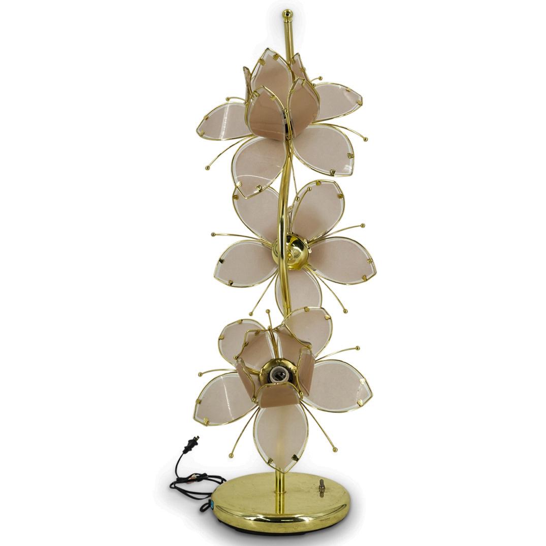 Vintage Brass & Glass Sculptural Flower Table Lamp (1 of 8)