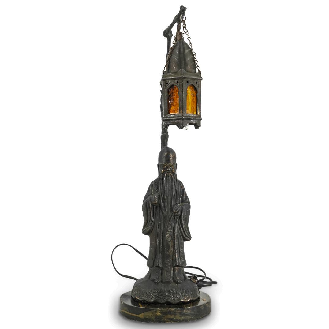 Chinese Spelter Wiseman Sculptural Lamp (1 of 7)