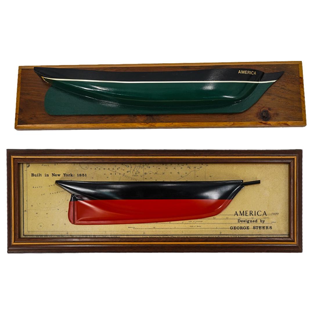 (2 Pc) Mounted Half Hull Nautical Ship Models (1 of 9)