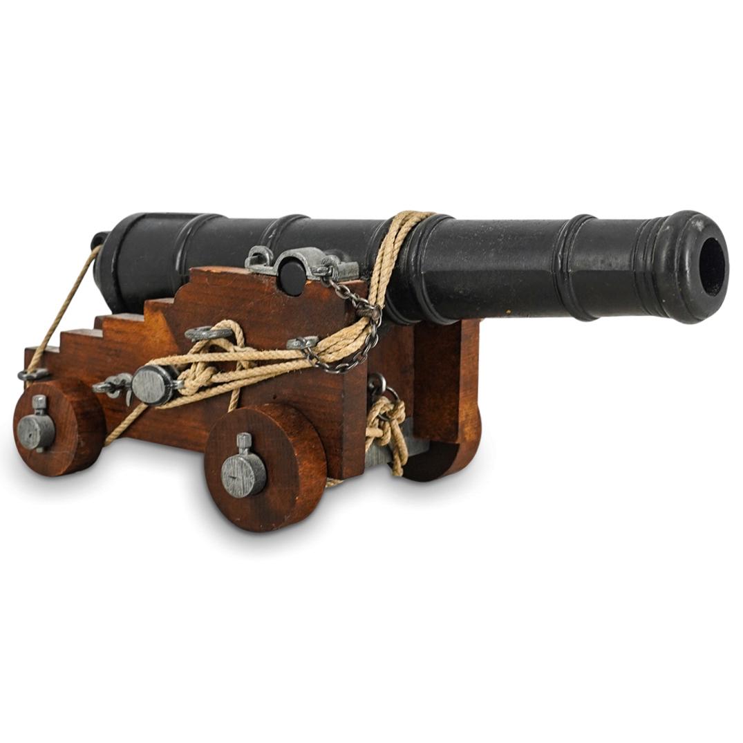 English Mixed Metal Model Cannon On Wooden Transport (1 of 6)