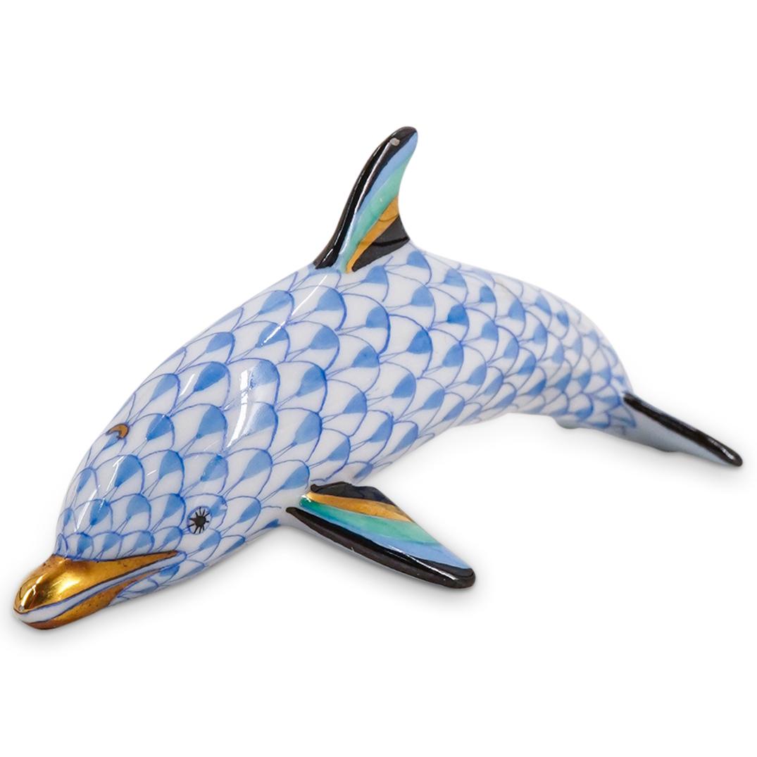 Herend Porcelain "Dolphin" Medium Blue Fishnet Figurine (1 of 3)