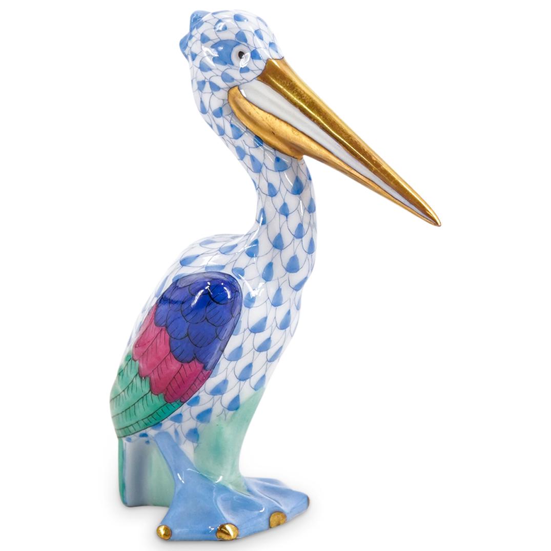 Herend Porcelain "Pelican" Blue Fishnet Figurine (1 of 4)