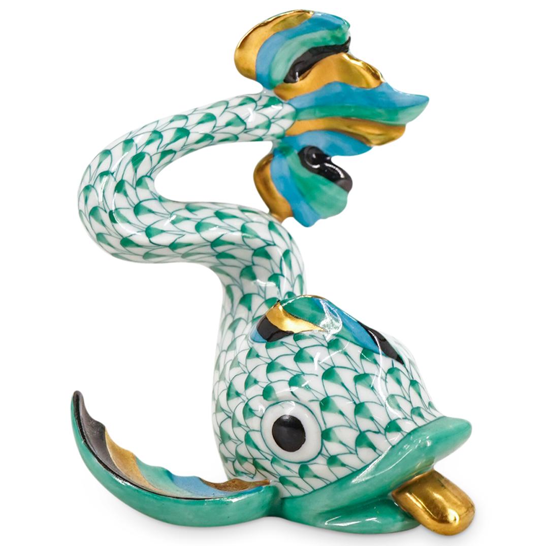 Herend Porcelain "Dolphin" Green Fishnet Figurine (1 of 6)