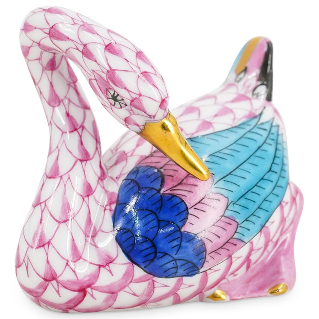Herend Porcelain "Swan" Raspberry Fishnet Figurine (1 of 4)