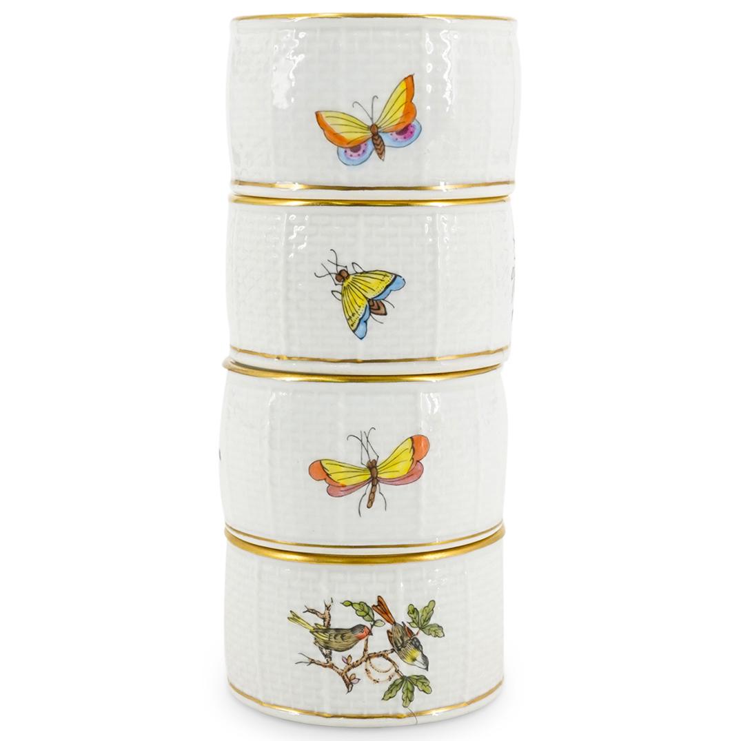 (4 Pc) Herend Porcelain "Rothschild Bird" Napkin Rings (1 of 7)