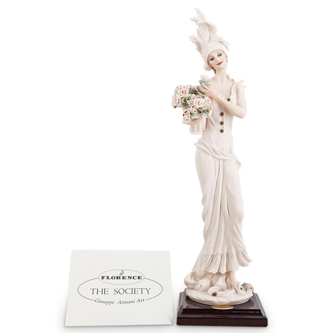 G. Armani "Pamela" Capodimonte Porcelain Figurine: DESCRIPTION: A Giuseppe Armani Capodimonte Florence porcelain figurine. Model: "Pamela". With wooden base. Marked with the Capodimonte, Florence and Giuseppe Armani signature hallmarks. SERIAL #:1291F