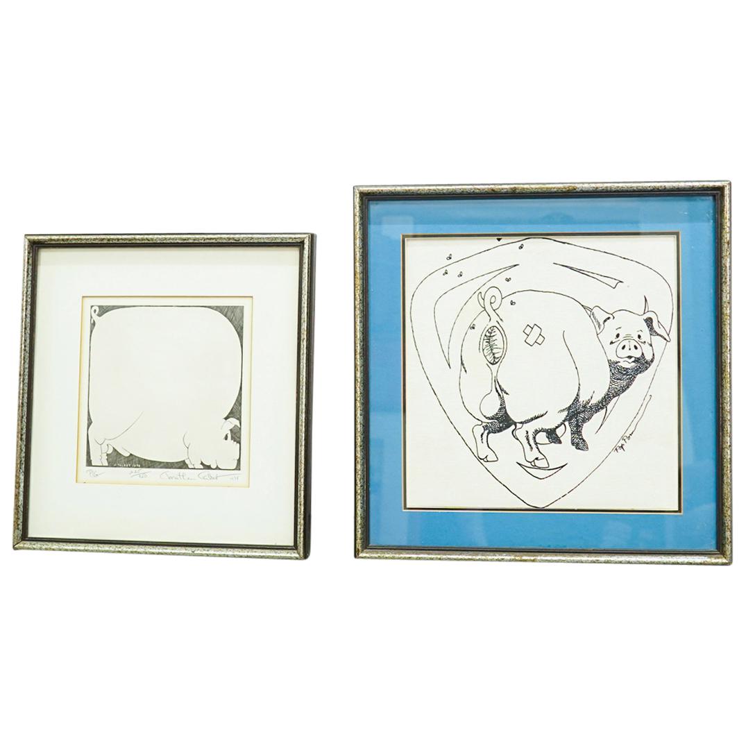 (2 Pc) Two Framed Pig Designs (1 of 9)