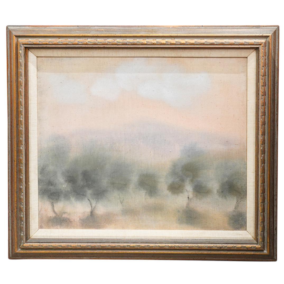 Vintage Signed Abstract Landscape Oil Painting on Canvas (1 of 8)