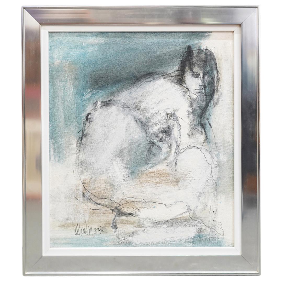 Vintage Signed Figural Oil on Canvas Painting (1 of 8)