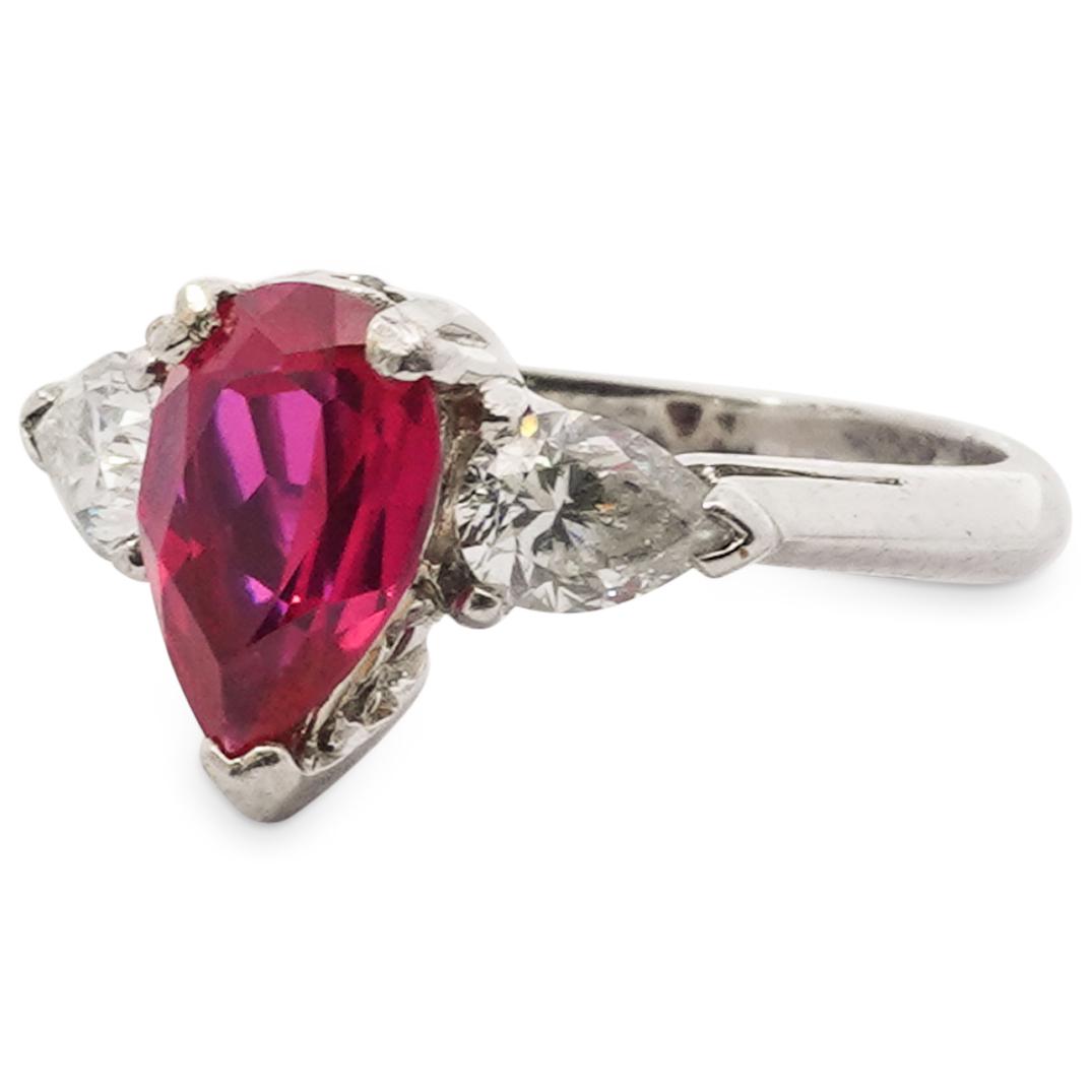 Platinum 1.2ct Ruby and Diamond Ring (1 of 4)