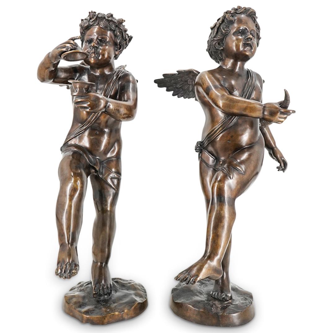 Pair of Bronze Musical Allegory Puttos (1 of 20)