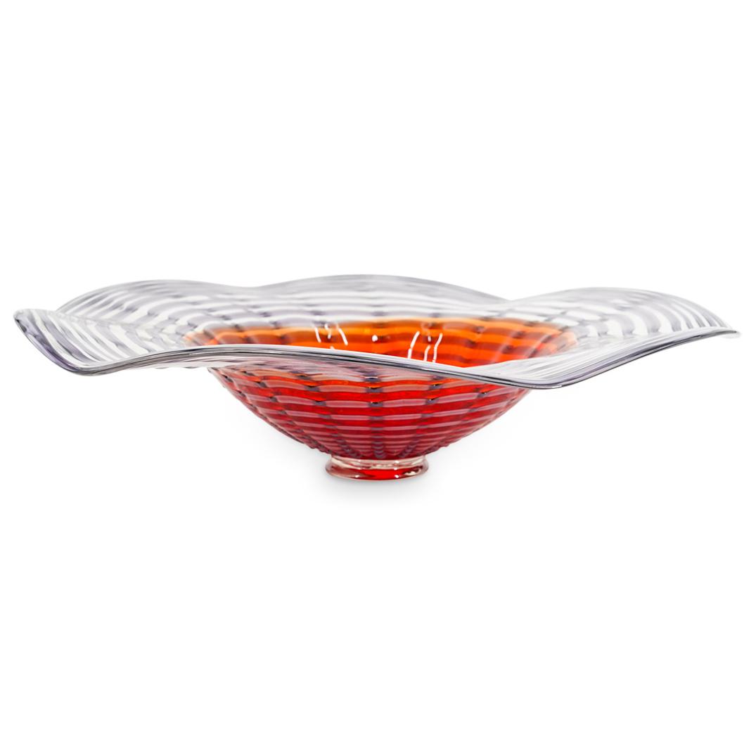 Large Murano Glass Striped Centerpiece Bowl (1 of 4)