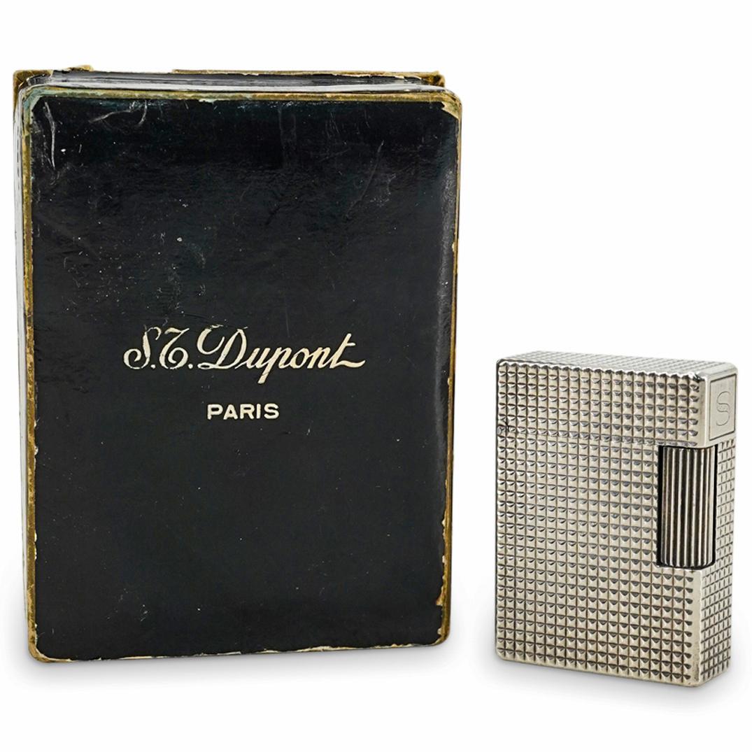 Vintage S.T. Dupont Silver Tone Textured Lighter In Original Box (1 of 6)