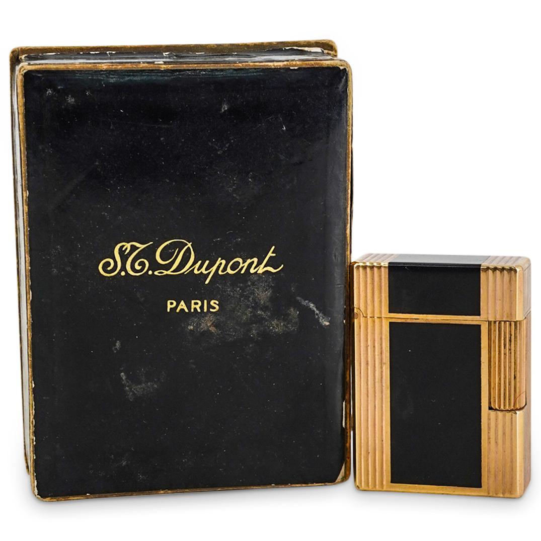 St. Dupont Paris Gold Plated Black Enamel Pocket Lighter W/ Case (1 of 6)