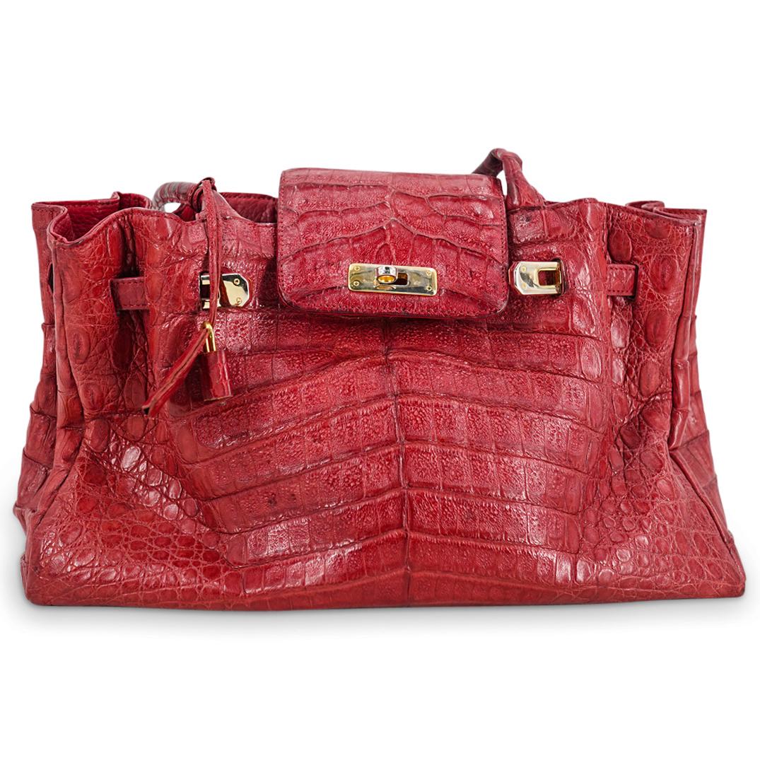 Eileen Kramer Crocodile Embossed Leather Handbag (1 of 6)