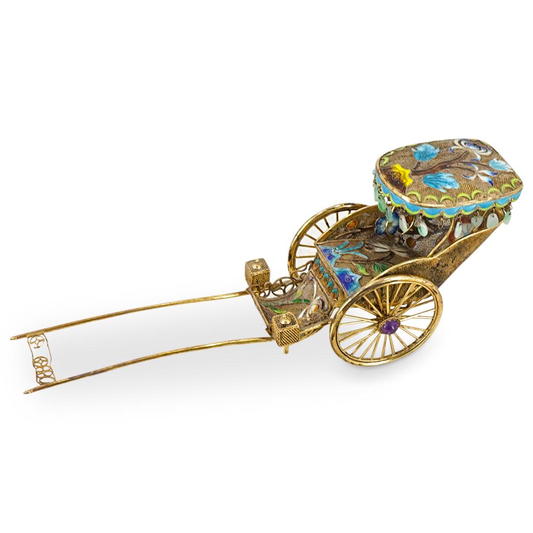 Chinese Vermeil Silver Filigree Chariot Sculpture (1 of 9)