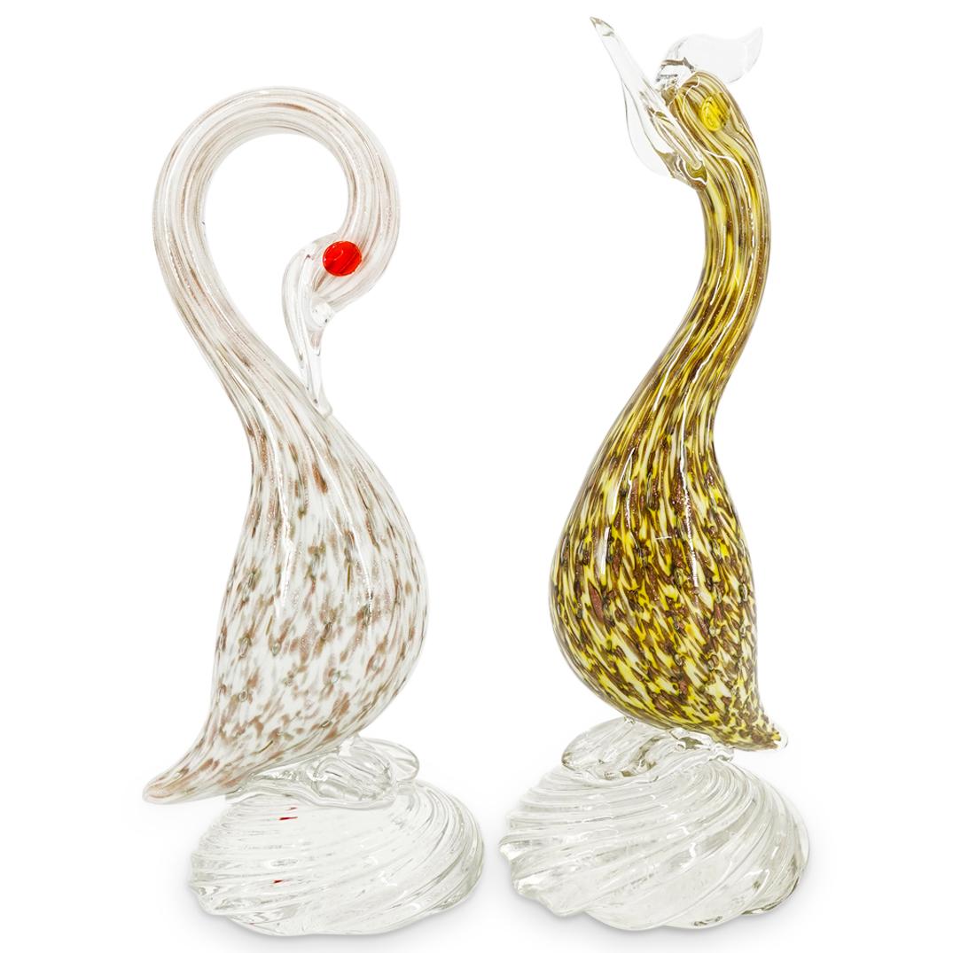 (2 Pc) Murano Glass Birds On Spiral Bases (1 of 9)