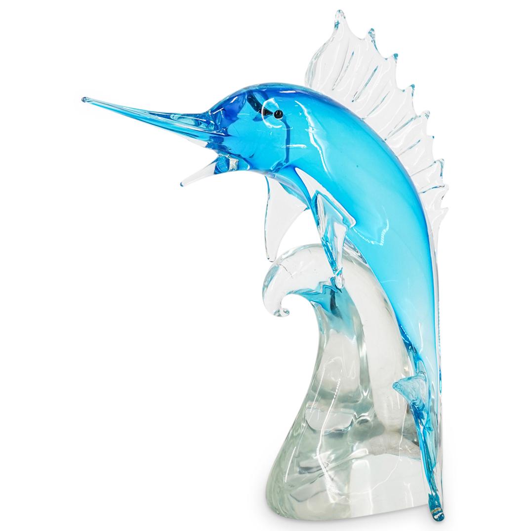 Large Murano Glass Blown Swordfish Statue (1 of 5)