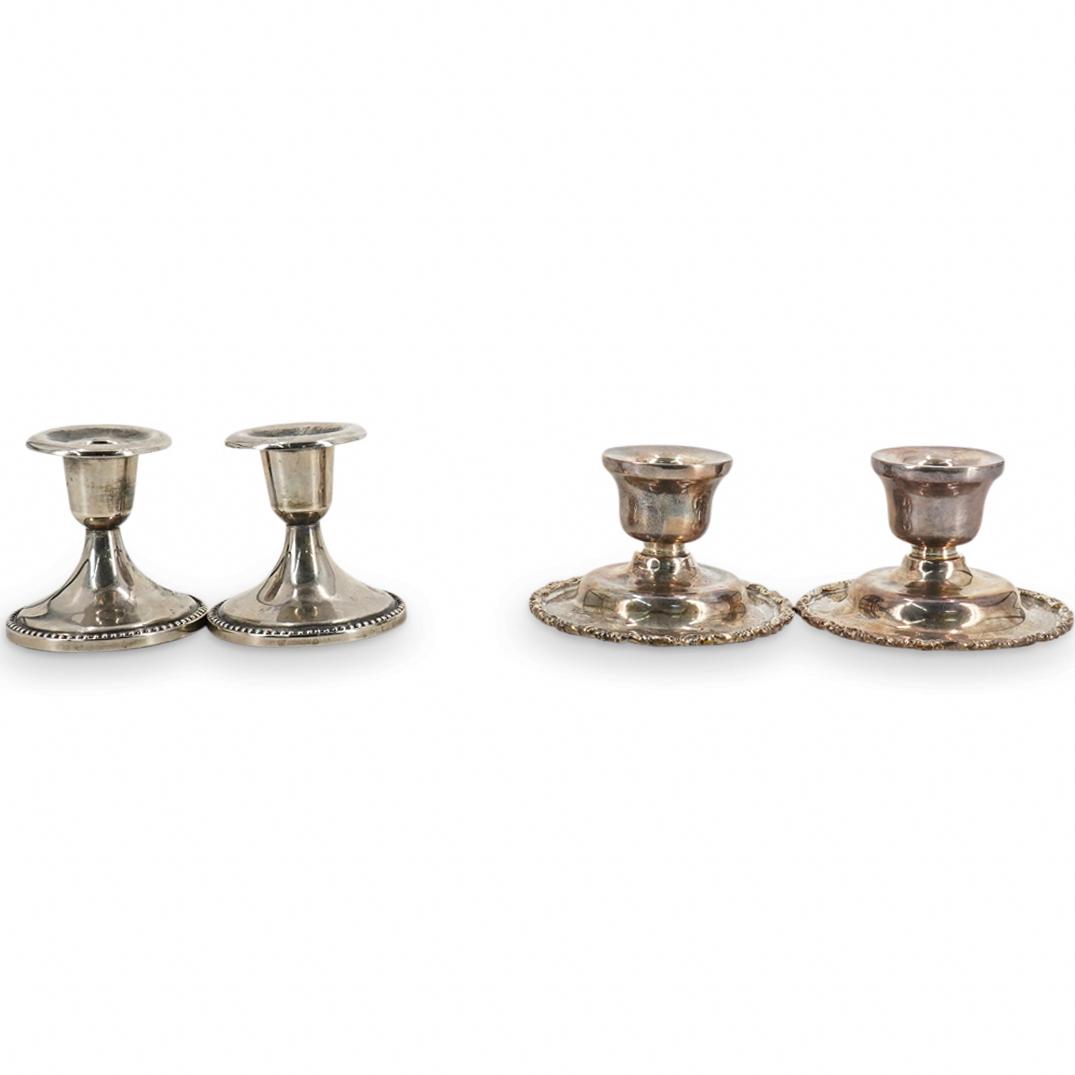 (4Pc) Pairs of Silverplated & Sterling Silver Candlesticks (1 of 12)