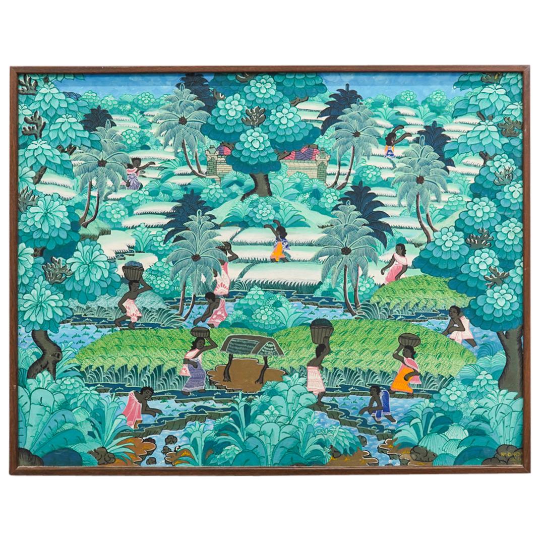 Landscape Balinese Oil Painting on Masonite (1 of 8)