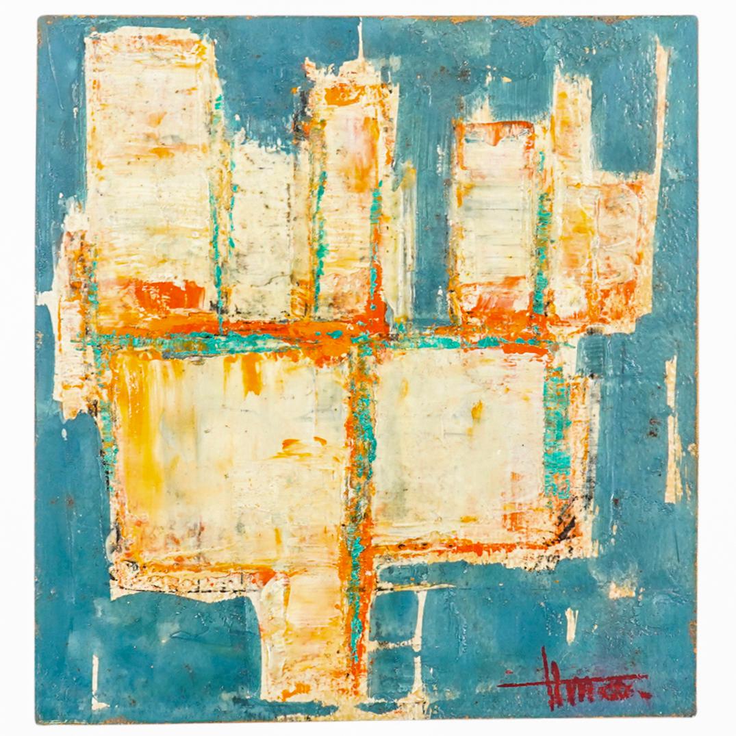 Henry Moretti (French, 1913-2015) Abstract Oil Painting on Artists Board (1 of 4)