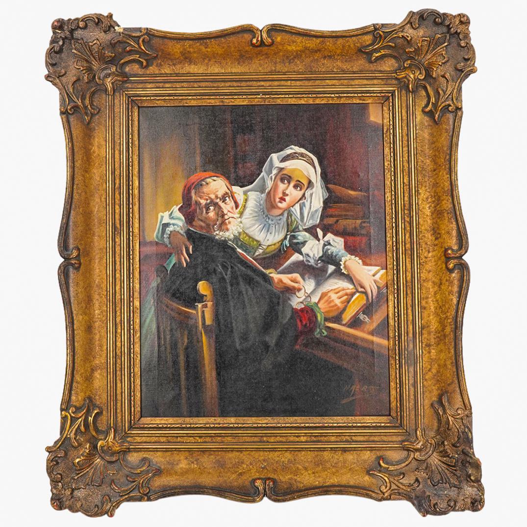 After Karel Ooms "The Forbidden Reading" Oil Painting on Canvas (1 of 6)