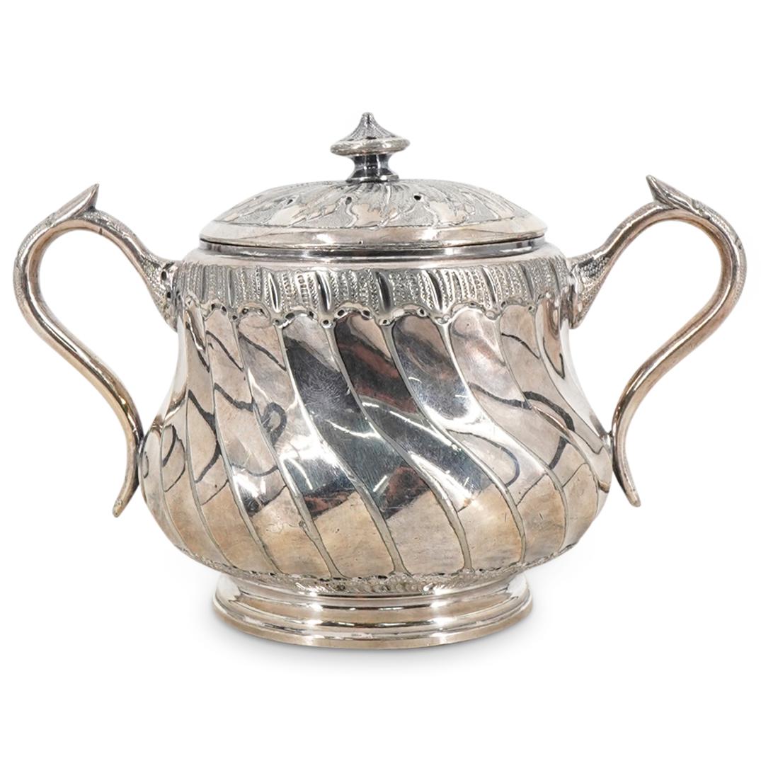 French Silver Plated Footed Sugar Bowl W/ Lid (1 of 6)