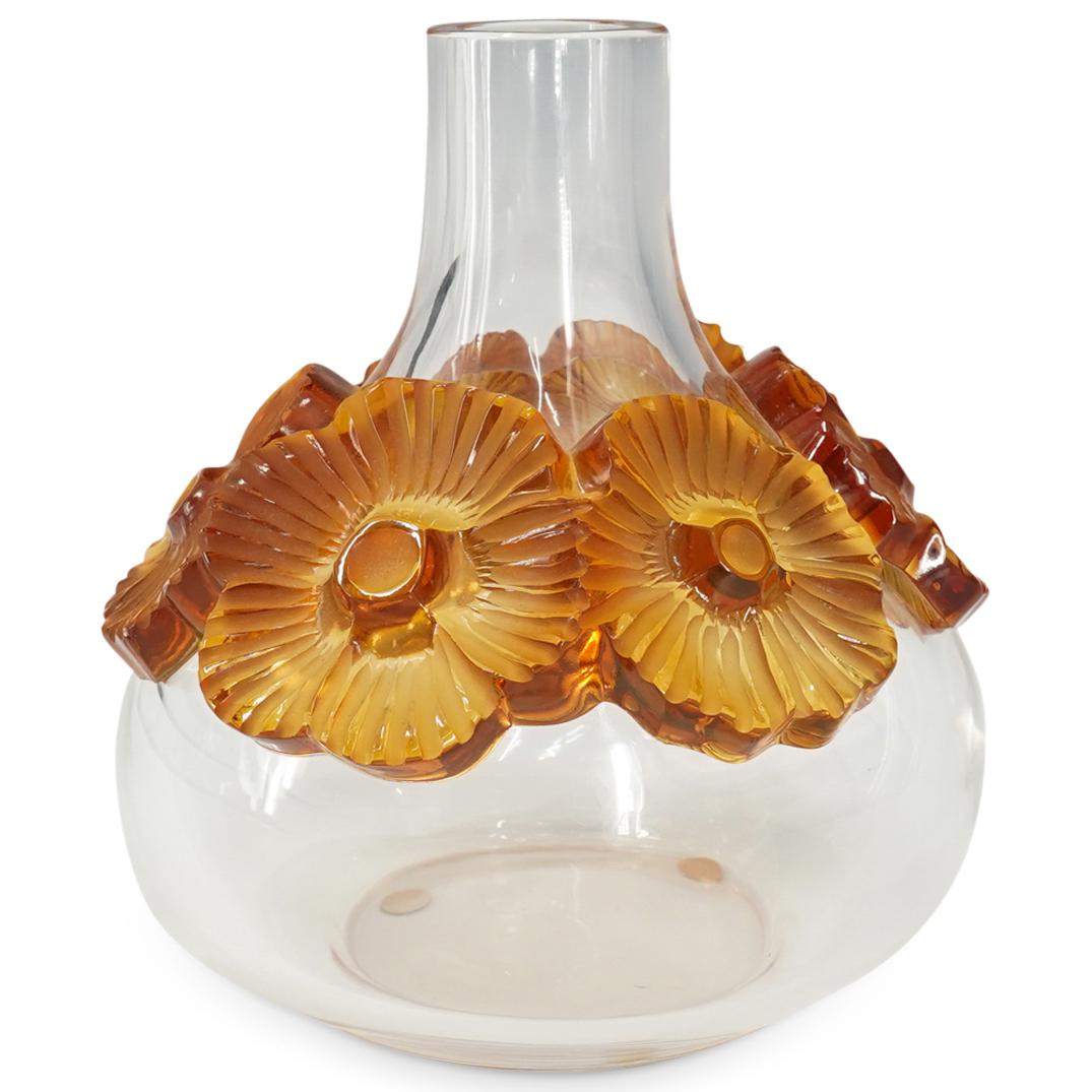 Lalique Clear & Amber Crystal "Atossa" Vase (1 of 8)