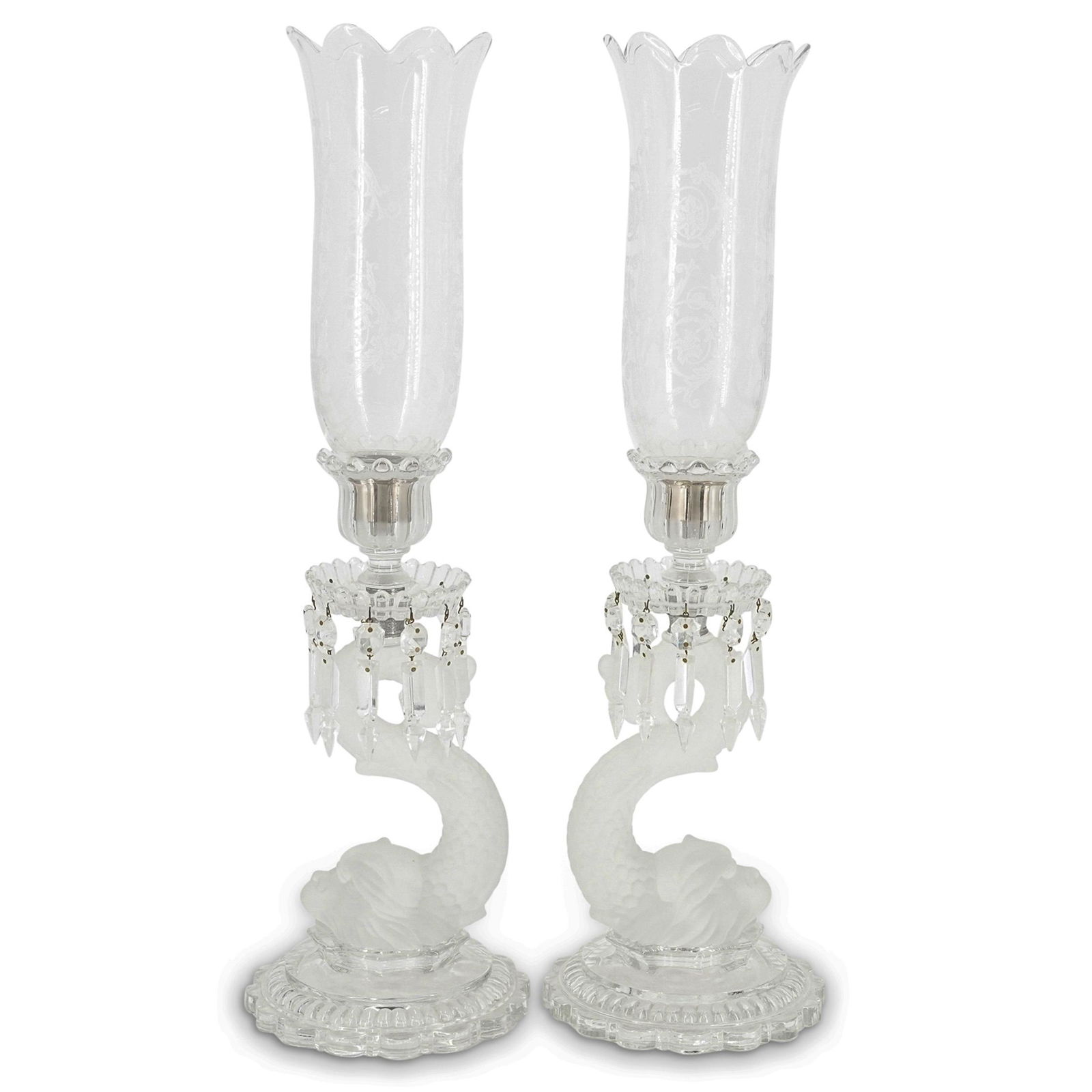 Pair of Baccarat Crystal Dolphin Candle Holders (1 of 14)