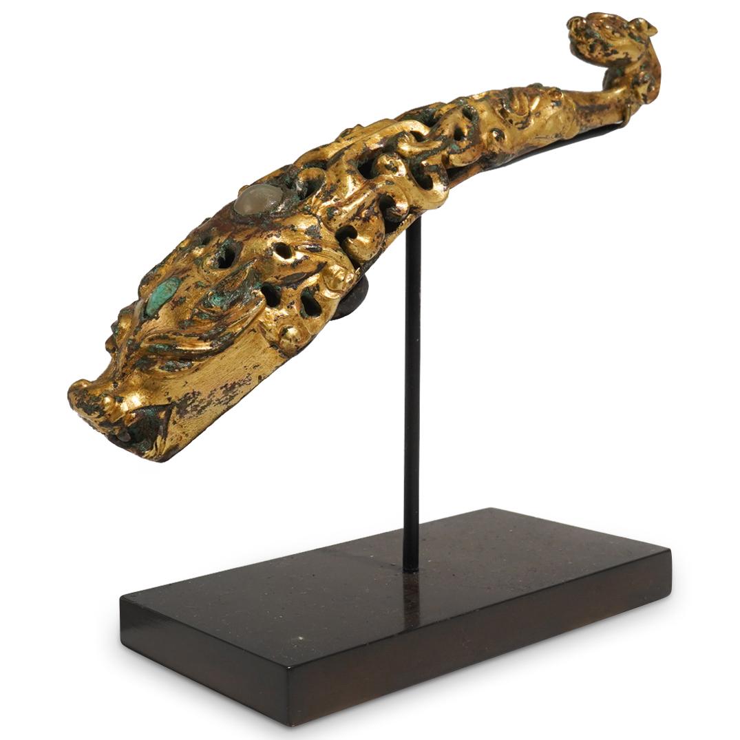 Chinese Warring States Period Gilt Bronze Dragon Belt Hook (1 of 13)